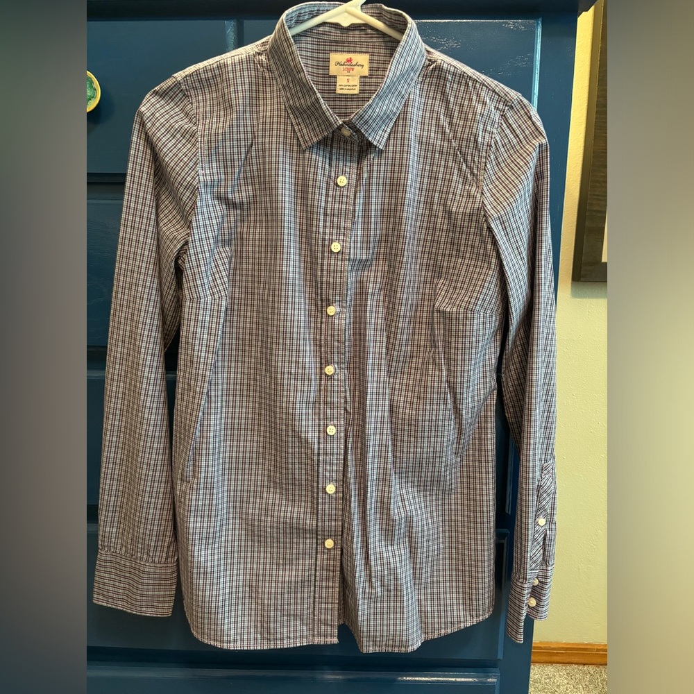 J-Crew Blue Checked Patterned Button Down Shirt S… - image 1